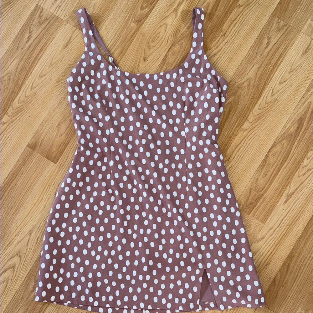 Abercrombie Fitch Brown Mauve Polka Dot Mini Dress Sleeveless Summer Size XL